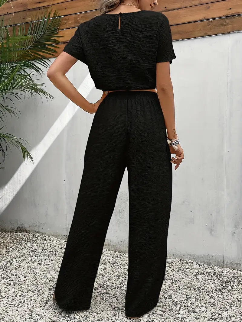 Ellen™ | Crop Top con Maniche Pipistrello &amp; Pantaloni