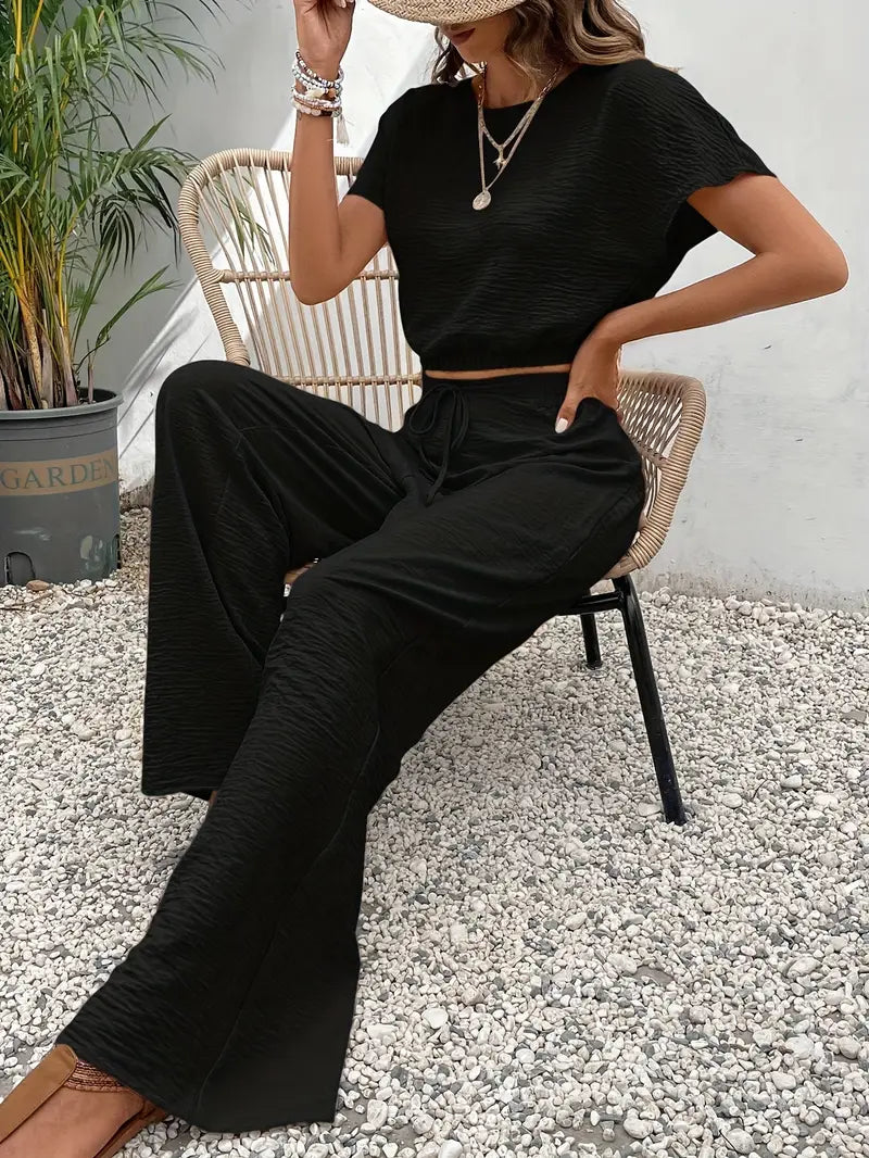 Ellen™ | Crop Top con Maniche Pipistrello &amp; Pantaloni